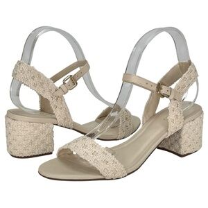 Arezzo Brynn Cream Crochet Womens Mid Heel Sandals Size 9.5M